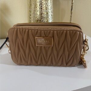 GUESS Brown Quilted Crossbody Bag